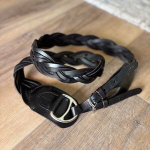 Ralph Lauren Black Braided Leather Belt XL